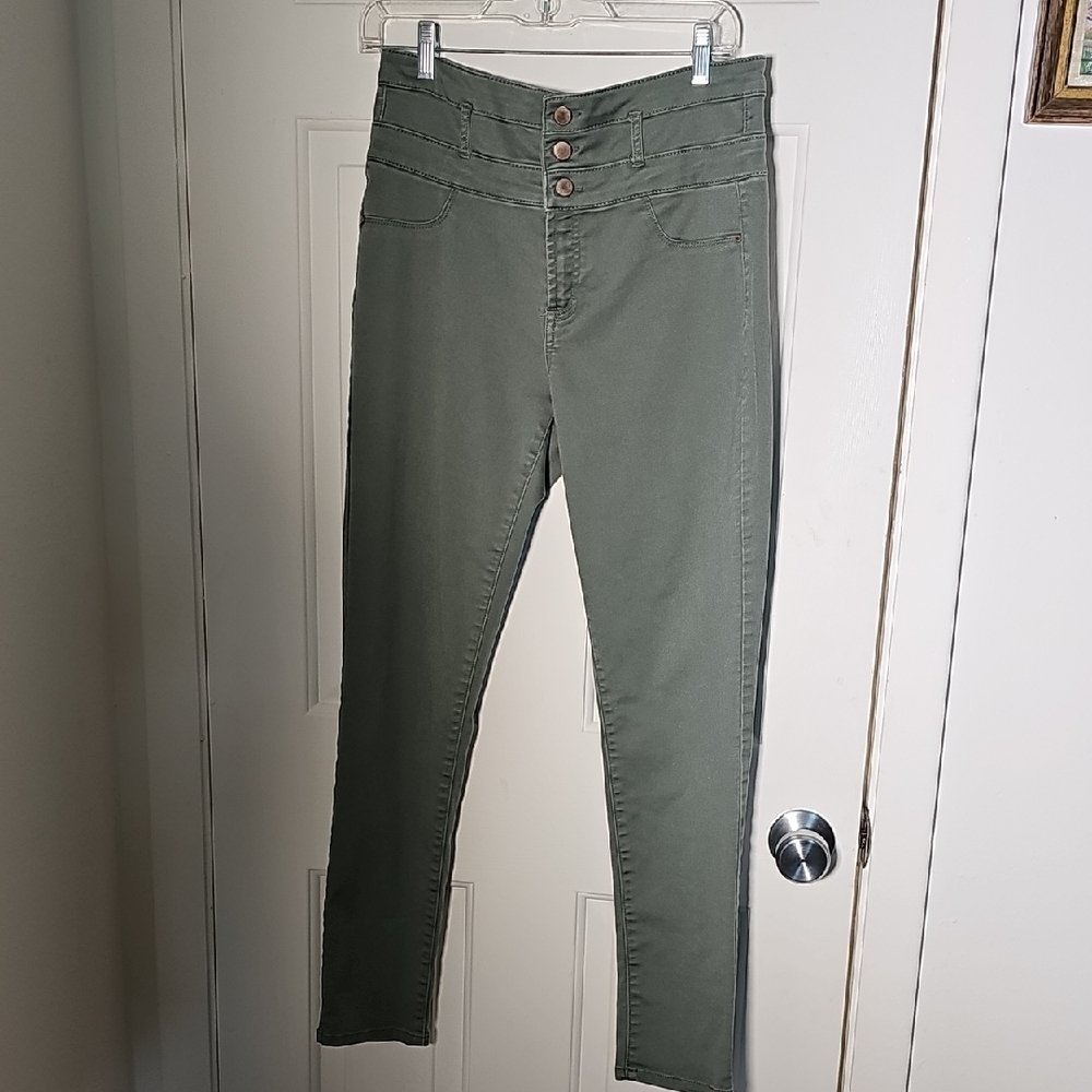 Refuge Moss Green High Rise‎ Jeans. Size 12. Skinny Jeans